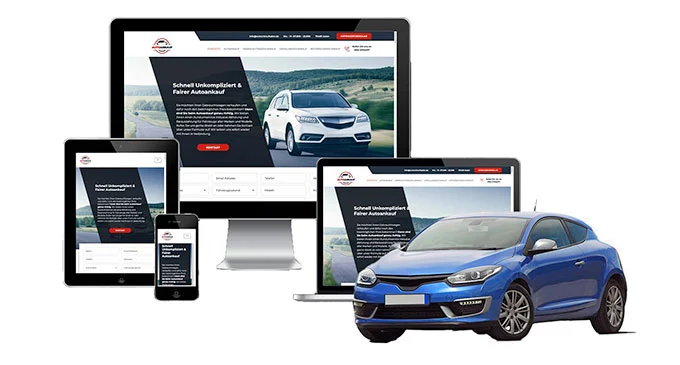 Ankaufseite mobil – Autoankauf Baden-Baden mit rotem PKW